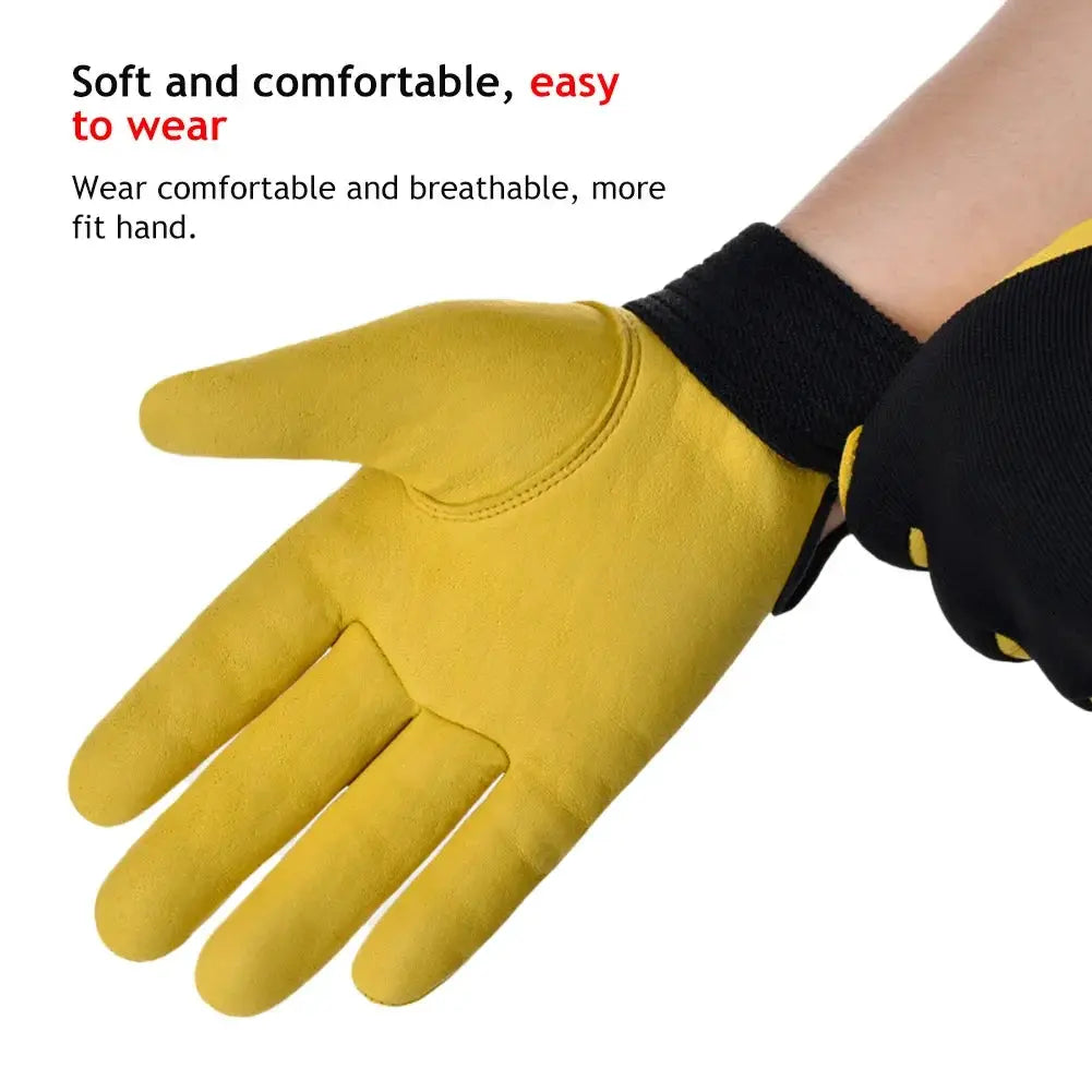 Cowhide Leather Work Gloves Safety Labour Protection Garden Sports Motorcycle Driver Workers Work Welding Wear-resistant Gloves from PriceLows™