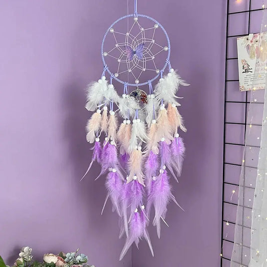 Dream Catcher Butterfly Hanging Ornaments Crystal Tree of Life Handmade Colorful Feather Wind Chimes Festival Gifts Home Decor from PriceLows™