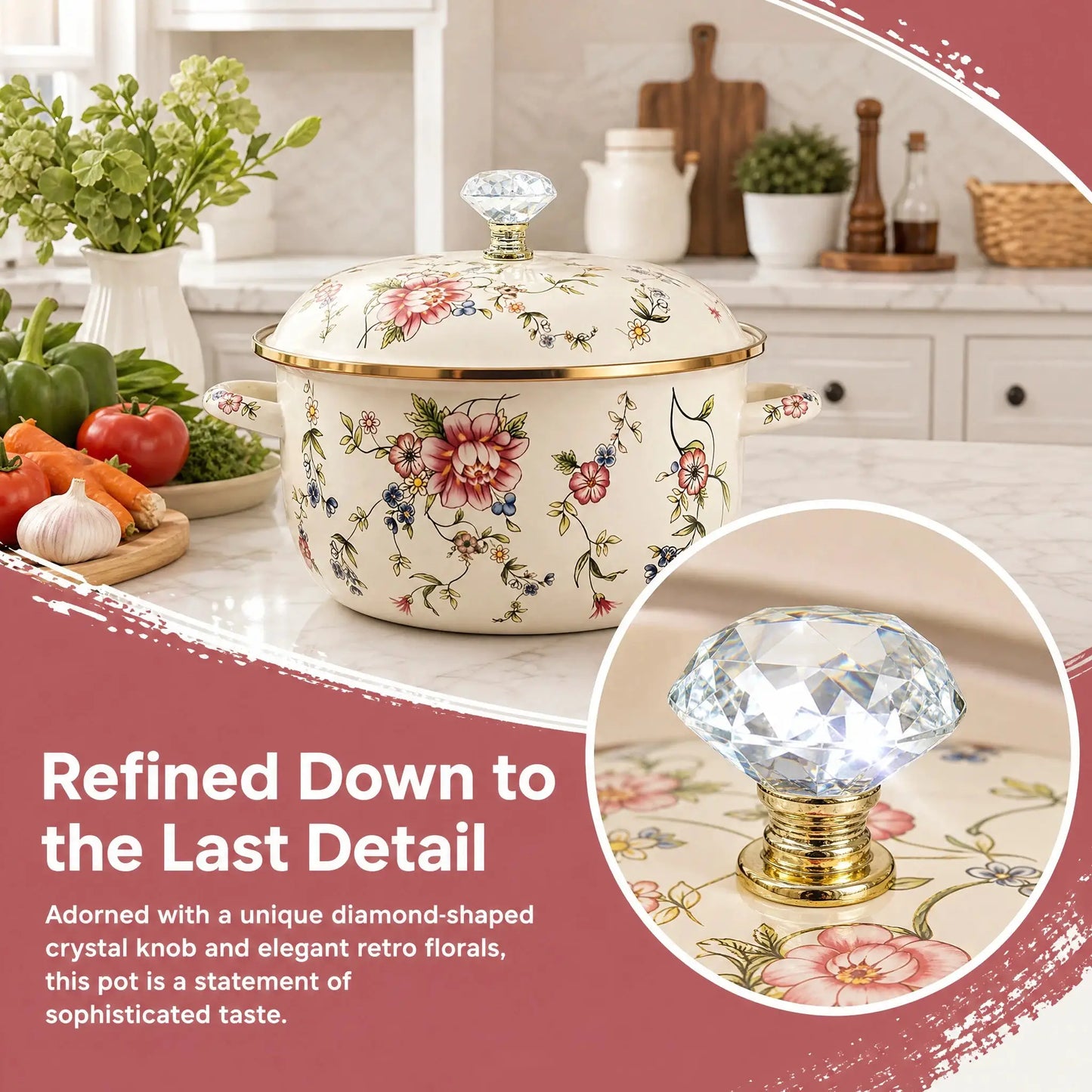 Enamel Pot | 4.5 Qt | Dual Handle With Lid | All Stovetops