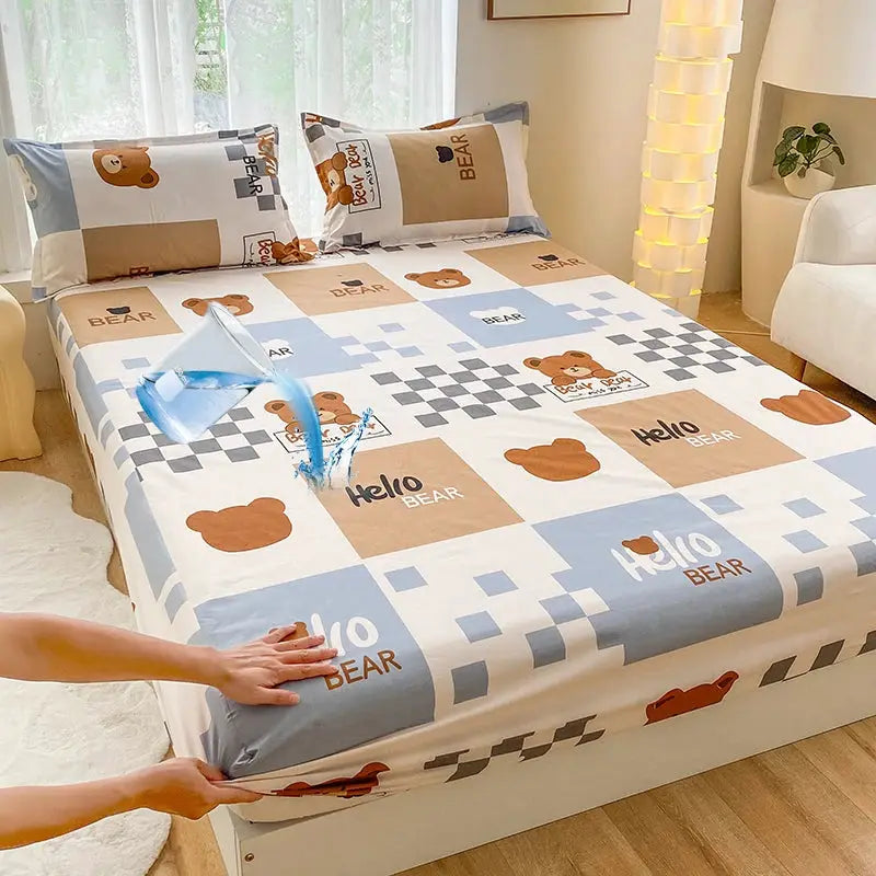 1pc Waterproof Fitted Bed Sheets Cartoon Style Single Bed Cover for Kids Queen/King sabanas cama matrimonial(without pillowcase) from PriceLows™