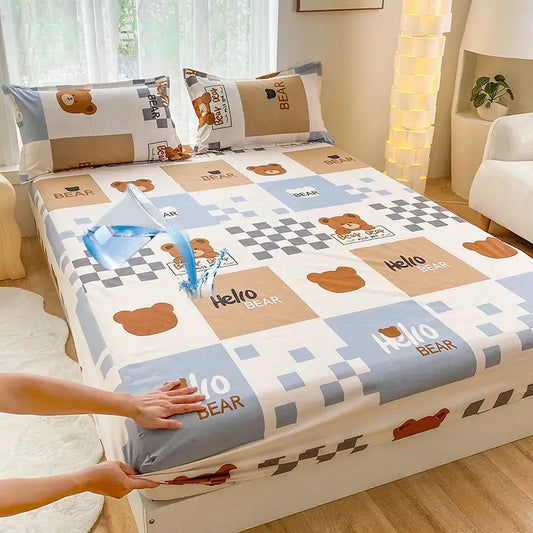 1pc Waterproof Fitted Bed Sheets Cartoon Style Single Bed Cover for Kids Queen/King sabanas cama matrimonial(without pillowcase) from PriceLows™