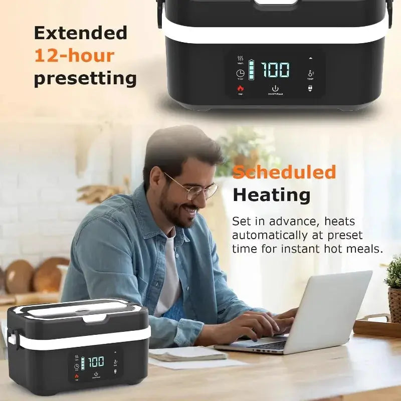 Portable Cordless Electric Lunch Boxes Automatic Self-Heating Food Warmer for Office School from PriceLows™