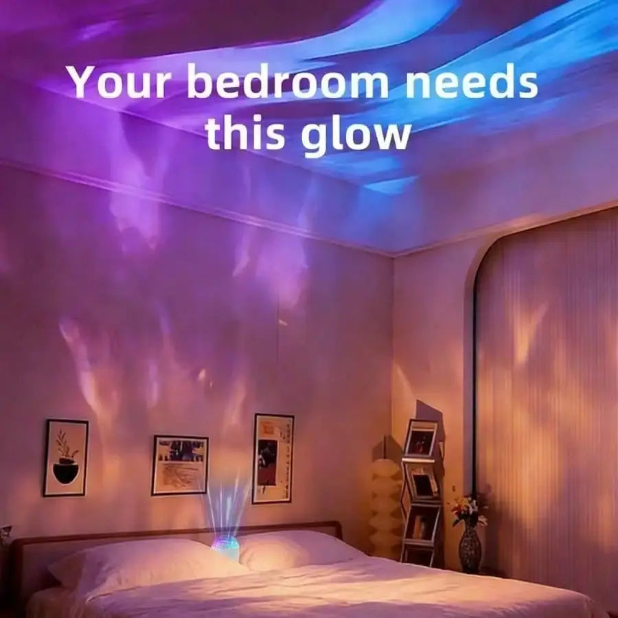 Ocean Wave & 3D Water Ripple Projector Light, 16-Color Round Mood Lamp LED Night Light for Relaxation & Romantic Ambience from PriceLows™