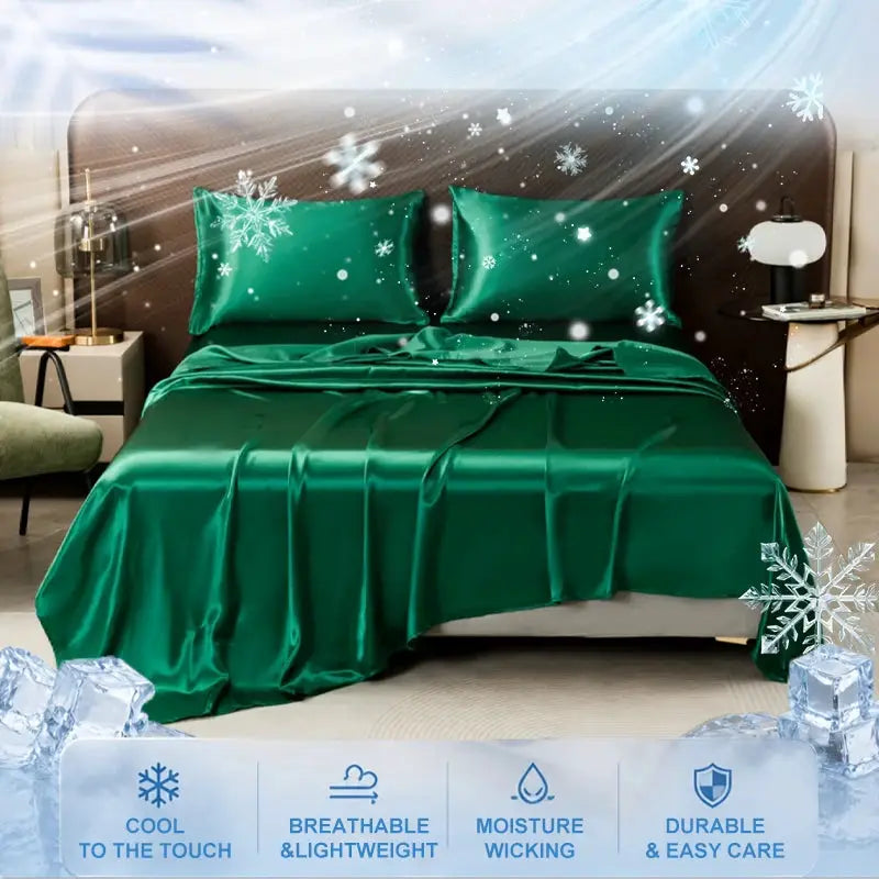 Cooling Satin Flat Sheet | 100 Polyester Fabric | Solid Color