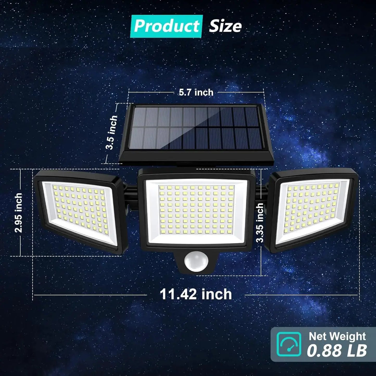 Outdoor Waterproof Solar Light with Motion Sensor 3-Head 200+ LEDs Security Light for Porches Garages Yard Entrances from PriceLows™