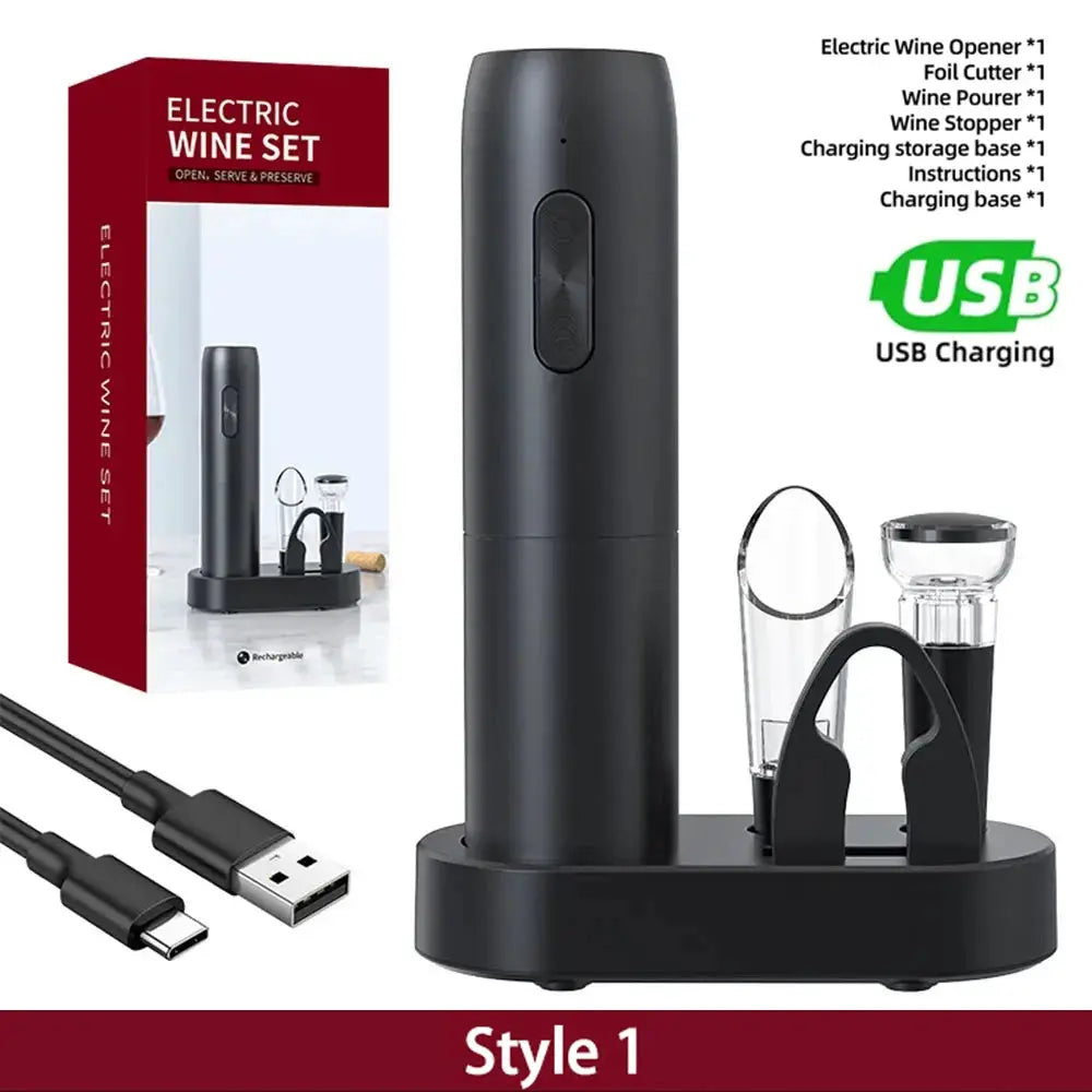 Electric Wine Opener USB Rechargeable Automatic Large Battery Powered Effortless Bottle Opener For Kitchen BarTools Party Gift from PriceLows™