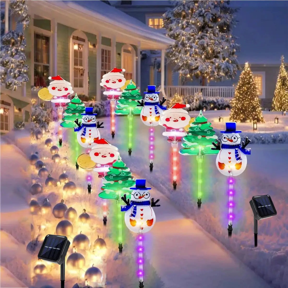 Solar Lawn Lights | Santa Tree Elk Designs | Solar Powered | Set of 6