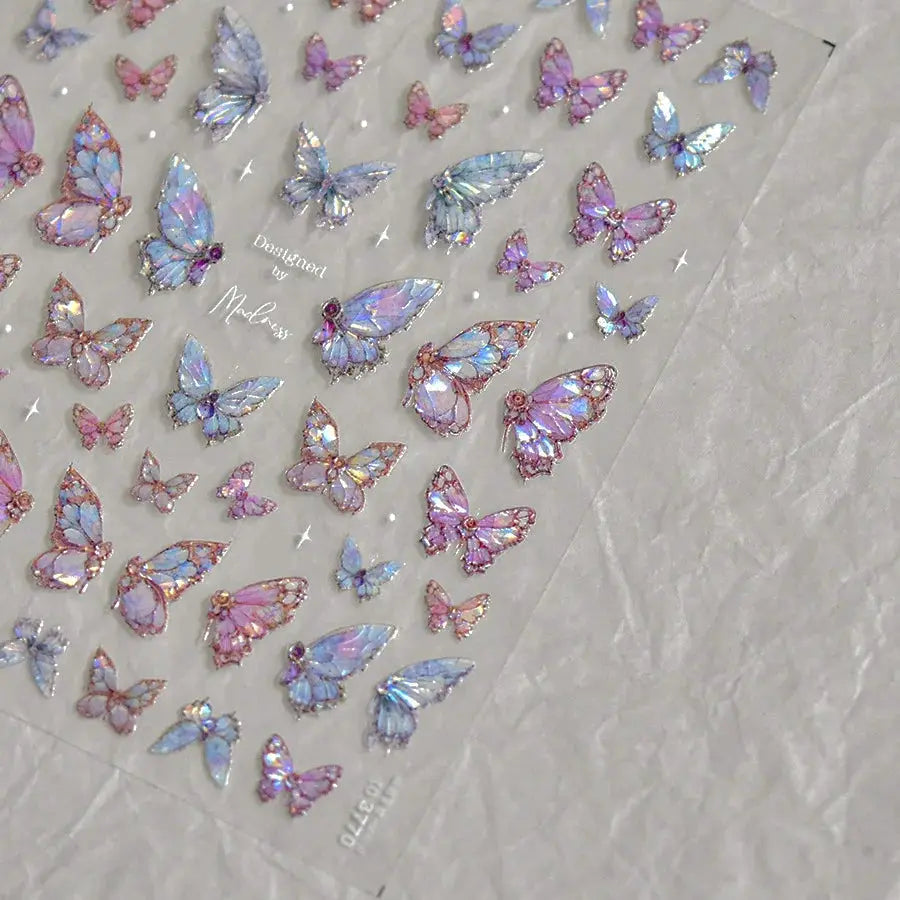 1Pcs 5D Embossed Aurora Butterfly Nail Art Stickers Self Adhesive Decals For Nails Decoration DIY 3D Acrylic Nail Supplies Parts from PriceLows™