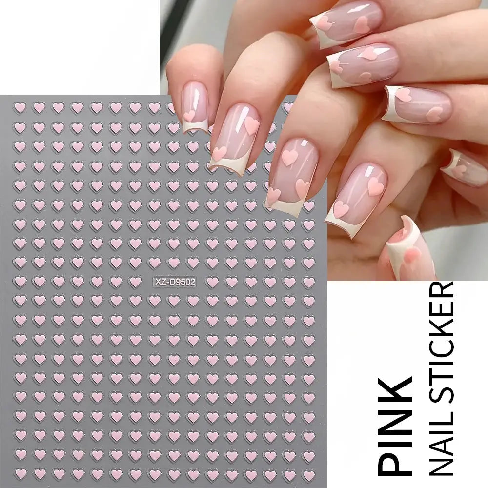 8pc 3D Mixed Color Heart Nail Stickers Valentines' Day Sweet Red Pink Love Selfadhesive Nail Decoration Decals Manicure Supplies from PriceLows™