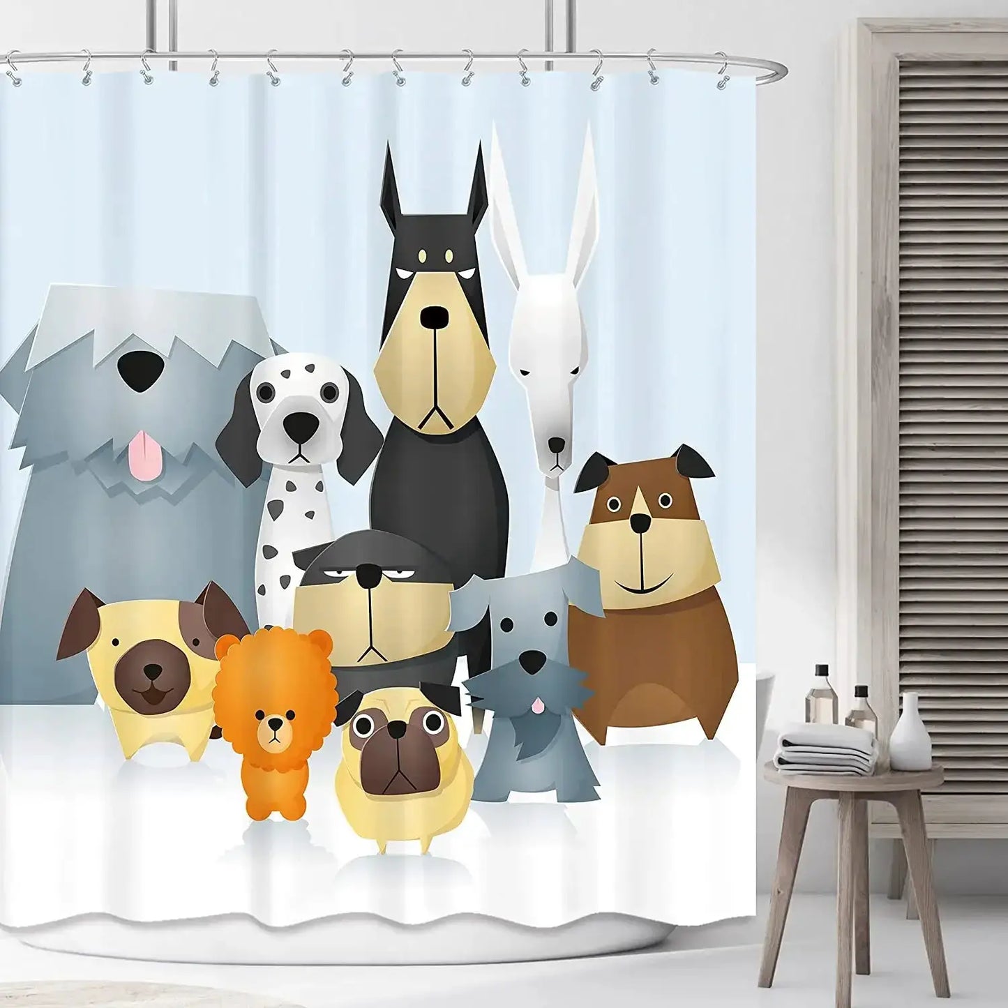 Funny Kids Shower Curtains For Bathroom Decor Corgi Cute Dog Riding Shark Nautical Ocean Boys Animal Hilarious Fabric Polyester from PriceLows™