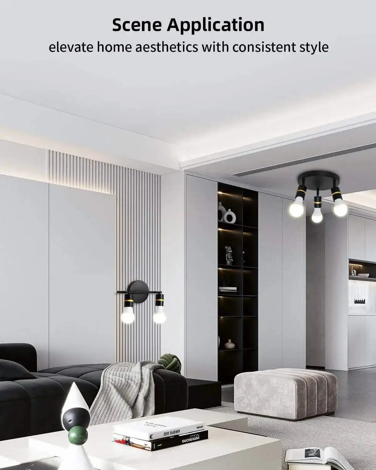 Hot Sale 3-Light Minimalist Wall Lamps Black and Gold LED Track Lighting Ceiling Light for Home Restaurant from PriceLows™