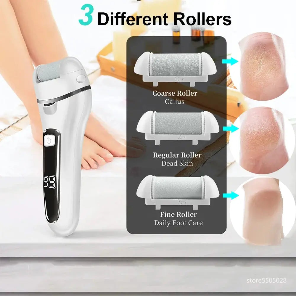 Electric Callus Remover Professional Foot File Grinder Pedicure Machine Rechargeable Heel Cracked Dead Skin Scrubber 3 Heads from PriceLows™