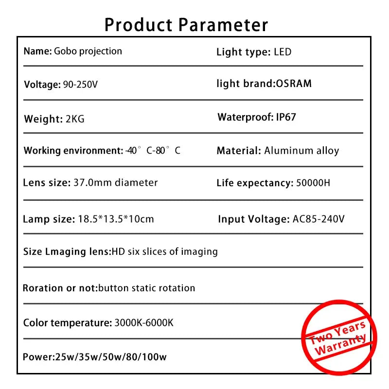 LED Image Projector | IP67 Waterproof | Custom Gobo Logo | HD Projection