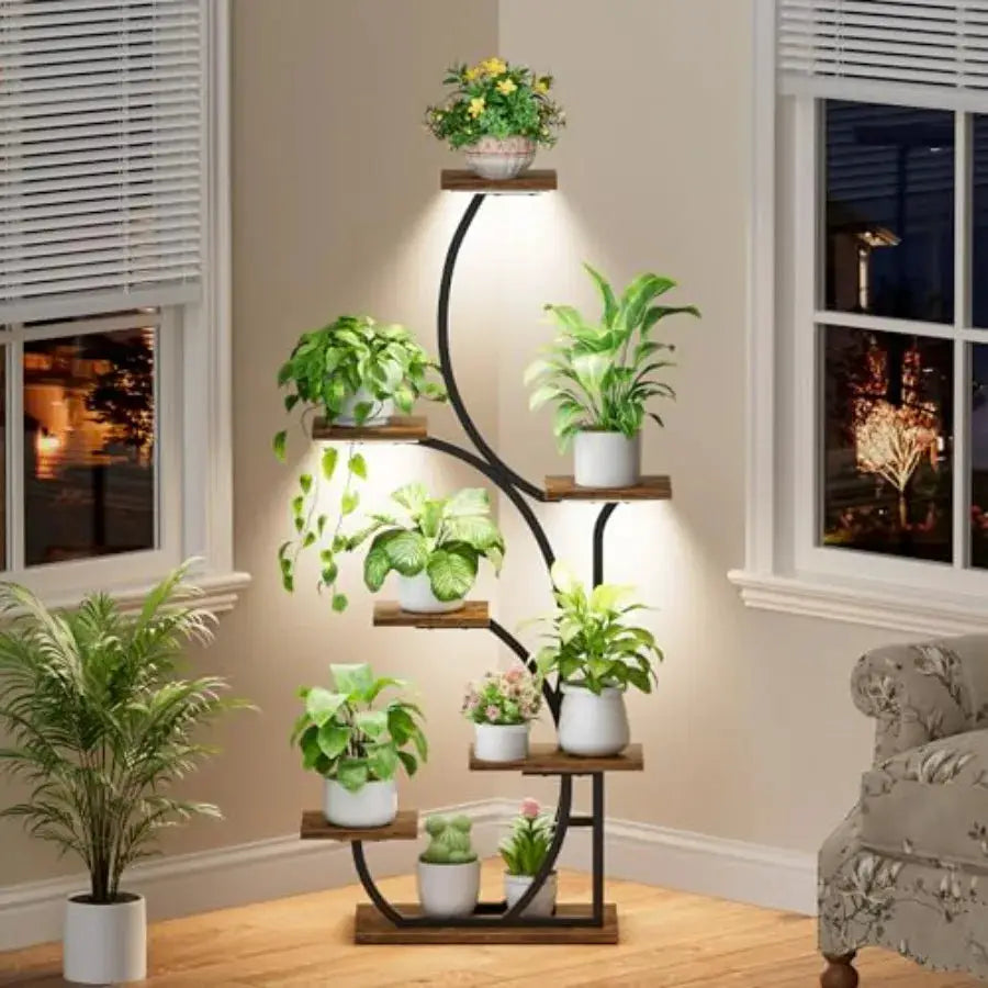 Plant Stand Indoor with Grow Lights - Lighted Indoor Plant Shelf, 57" 7 Tier Corner Plant Stands for Indoor Growing, Tall Flowe from PriceLows™