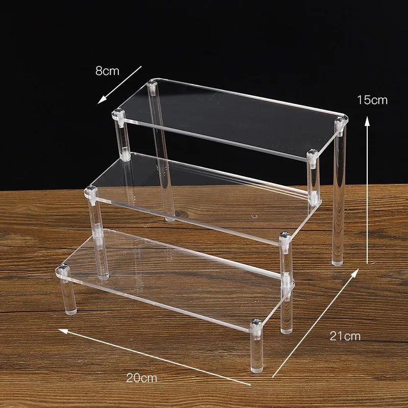 1-5 Tier Acrylic Display Stand Clear Display Riser Rack for Cupcake Perfume Doll Décor Organizer Amiibo Funko POP Figures DC05 from PriceLows™