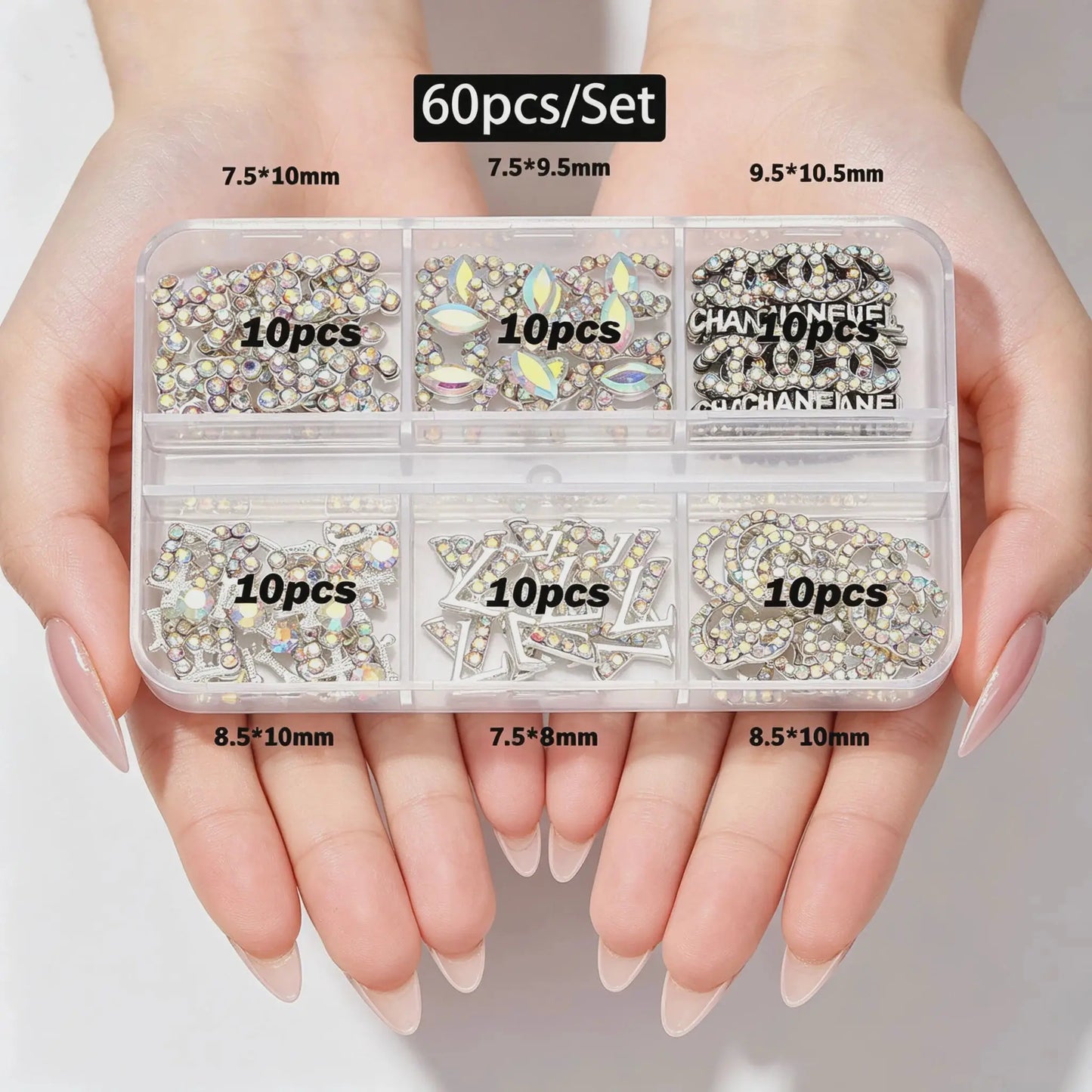 30/60pcs/Box 3D Luxury Metal Nail Art Decorations Alloy Shiny Rhinestones Pearl Gems Zircon Diamond Charms DIY Nail Accessories from PriceLows™