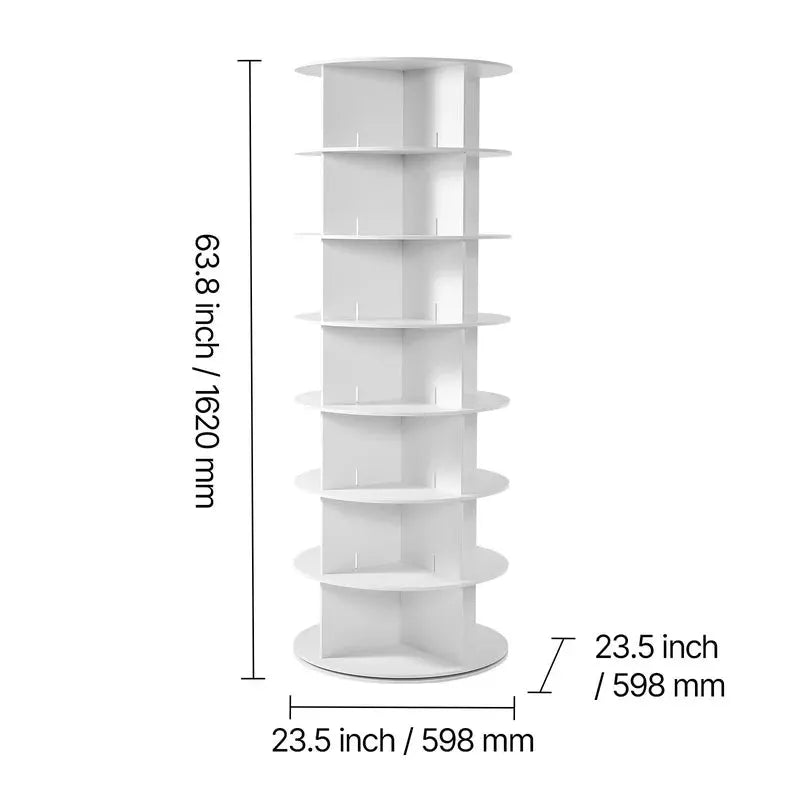 7-Tier Rotating Shoe Rack, 360° Spinning Storage Carousel, Freestanding Organizer for Bedroom, Living Room, Entryway, Closet, White from PriceLows™