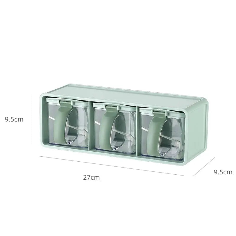 Spice Jars Set | 390ml | Three-Compartment Wall Mount | 3 Jars
