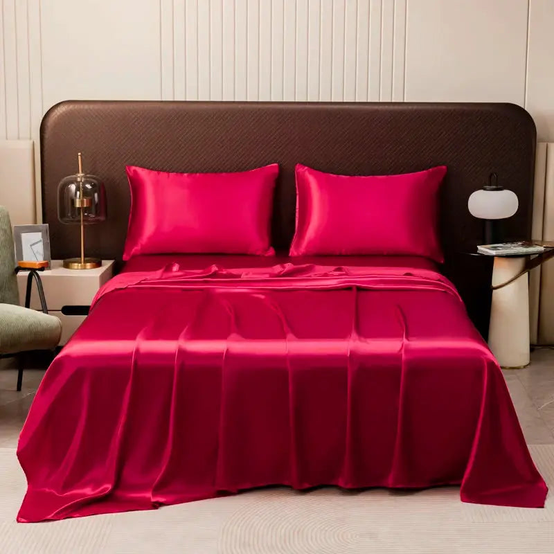 Satin Silk Bed Sheet | 60 Fabric Count | Solid Color | Twin Queen King