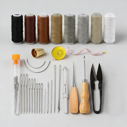 Upholstery Repair Sewing Kit Heavy Duty Sewing Kit Leather Working Tools with Awl Tools,Hand Stitching Needles,Thread from PriceLows™