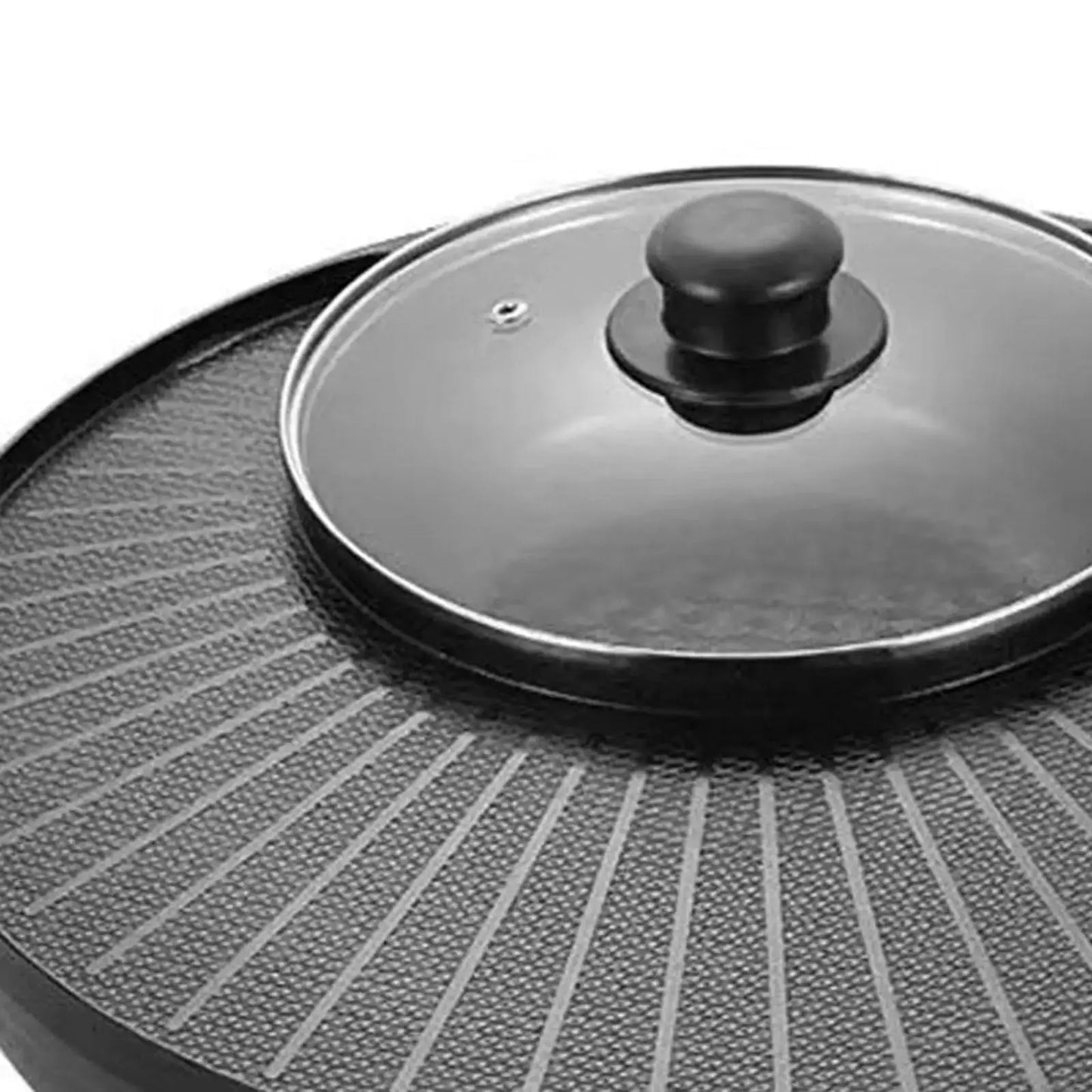 Electric Grill | 2 In 1 With Hot Pot | Nonstick Round Griddle | Indoor Outdoor Camping