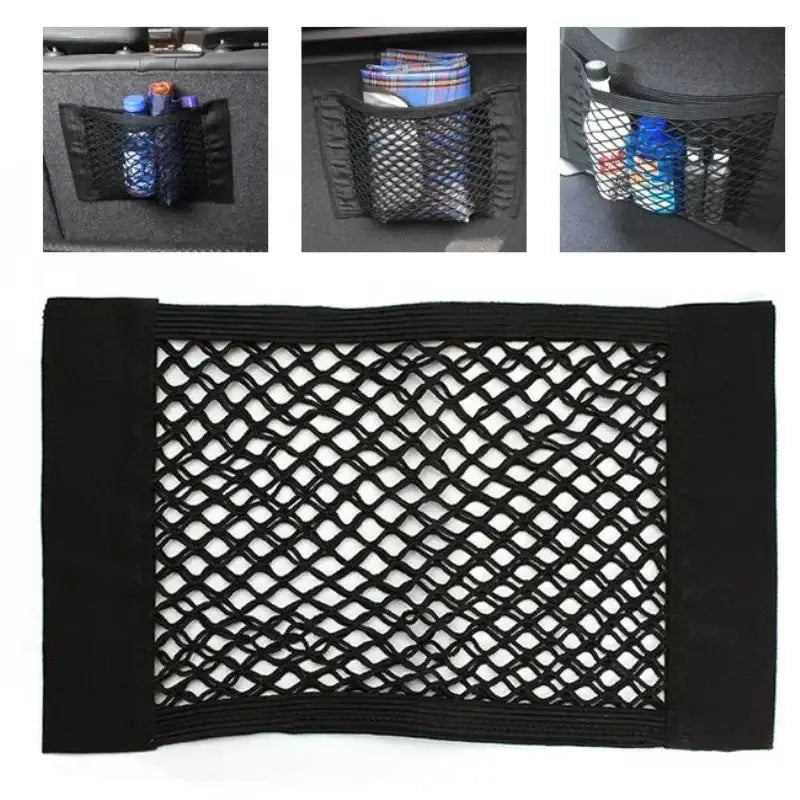 Car Back Rear Trunk Storage Net Seat Elastic String Net Magic Sticker Mesh Storage Bag Interior storage network from PriceLows™