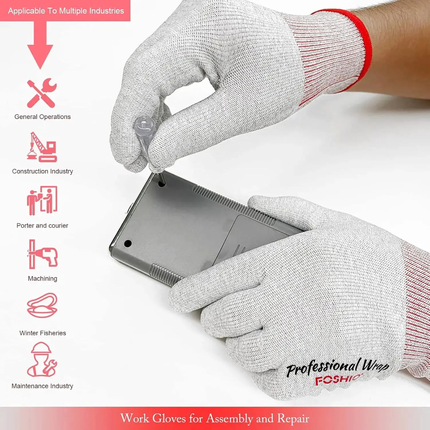 Professional Anti-Static Vinyl Wrap Gloves, Carbon Fiber Dust-Free Working Gloves for Precision Tasks from PriceLows™