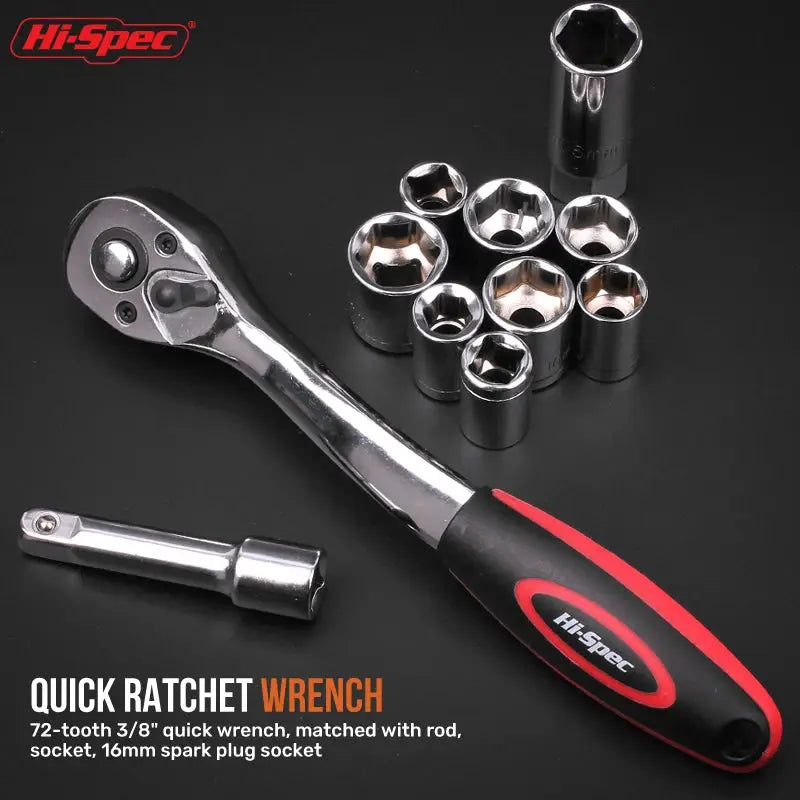 Mechanic Tool Set, 1/4", 3/8" & 1/2" Drive Metric/SAE CR-V Socket Wrench & Quick-Release Ratchet Kit for Auto & Home Repair from PriceLows™