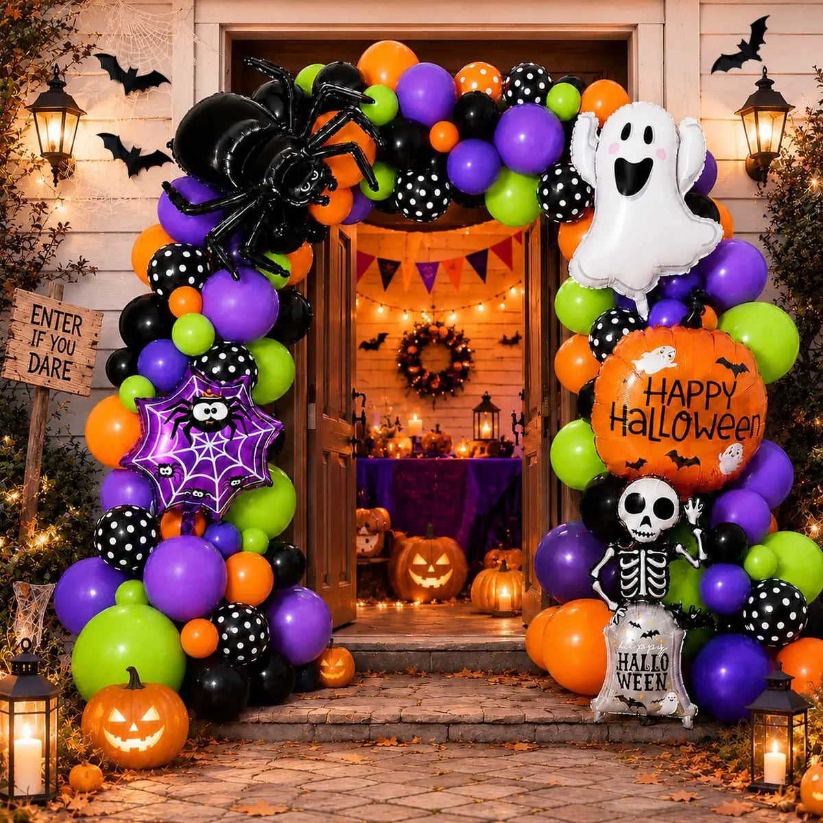Halloween Balloon Arch Kit | 108 Piece Set | Foil And Latex | Spooky Colors