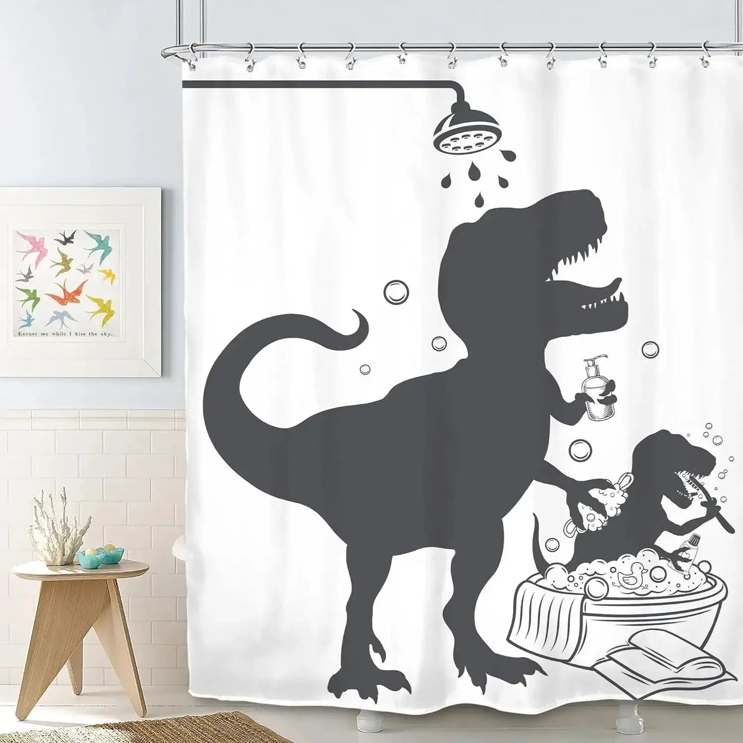 Funny Cat and Dog Shower Curtain Kids Cartoon Cute Pet Animals Bathtub Rain Shower Curtains Polyester Bathroom Decor with Hooks from PriceLows™