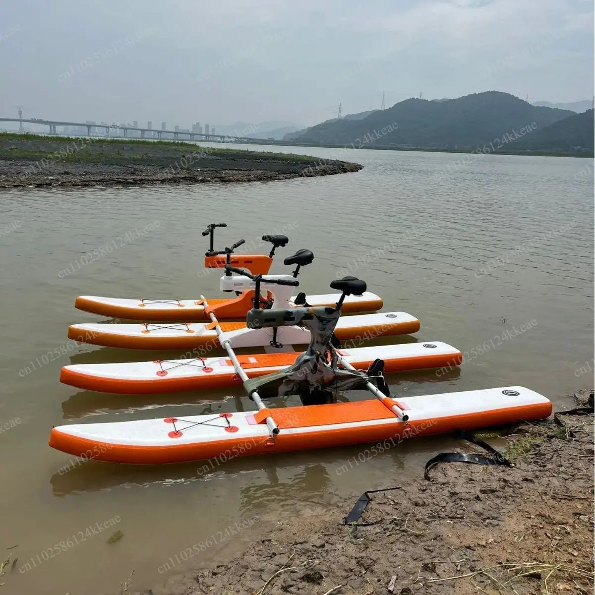 Water bicycle amusement boat unpowered pedal interactive amusement facilities and equipment from PriceLows™