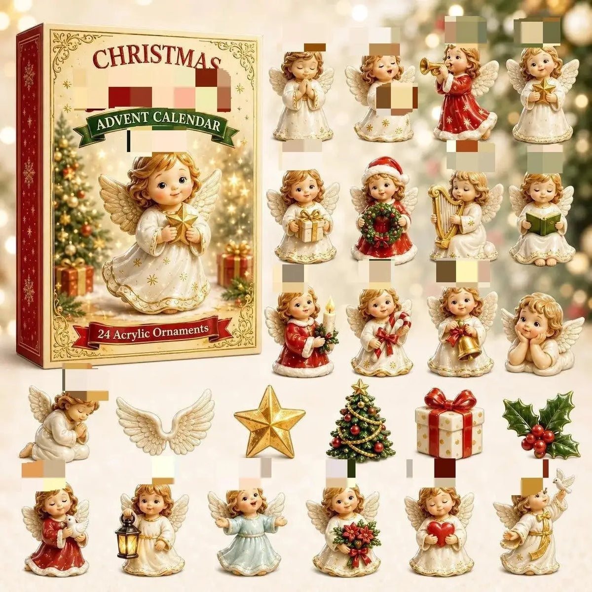 2026 Advent Calendar Snowman Set | 24 Pack Acrylic Ornaments | Seasonal Decor