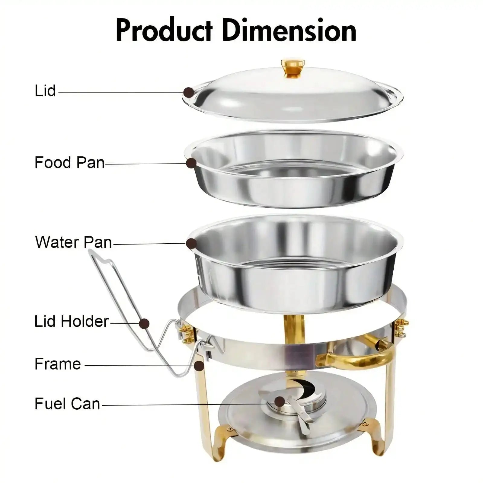 2/4/6 Pack 5QT Round Stainless Steel Baking Tray Set for buffets, family parties, holiday buffet essentials from PriceLows™