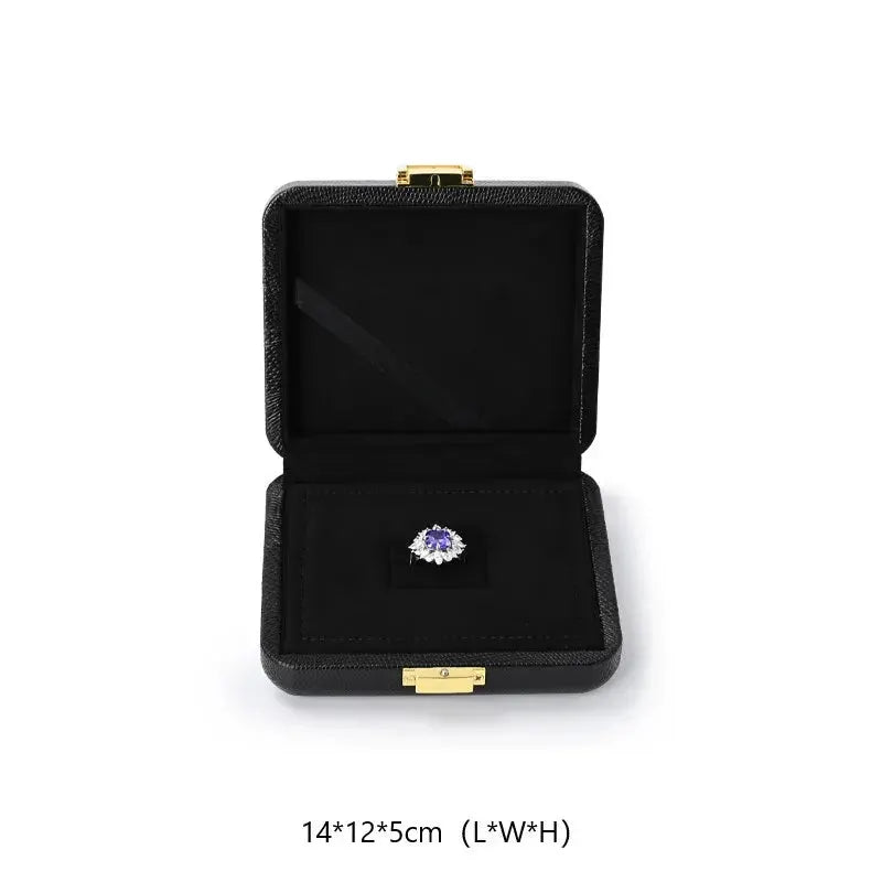 Oirlv Black Jewelry Organiser Boxes PU Leather Ring Earring Jewelry Set Box Jewel cases of precious metal Storage Box Gifts Box from PriceLows™