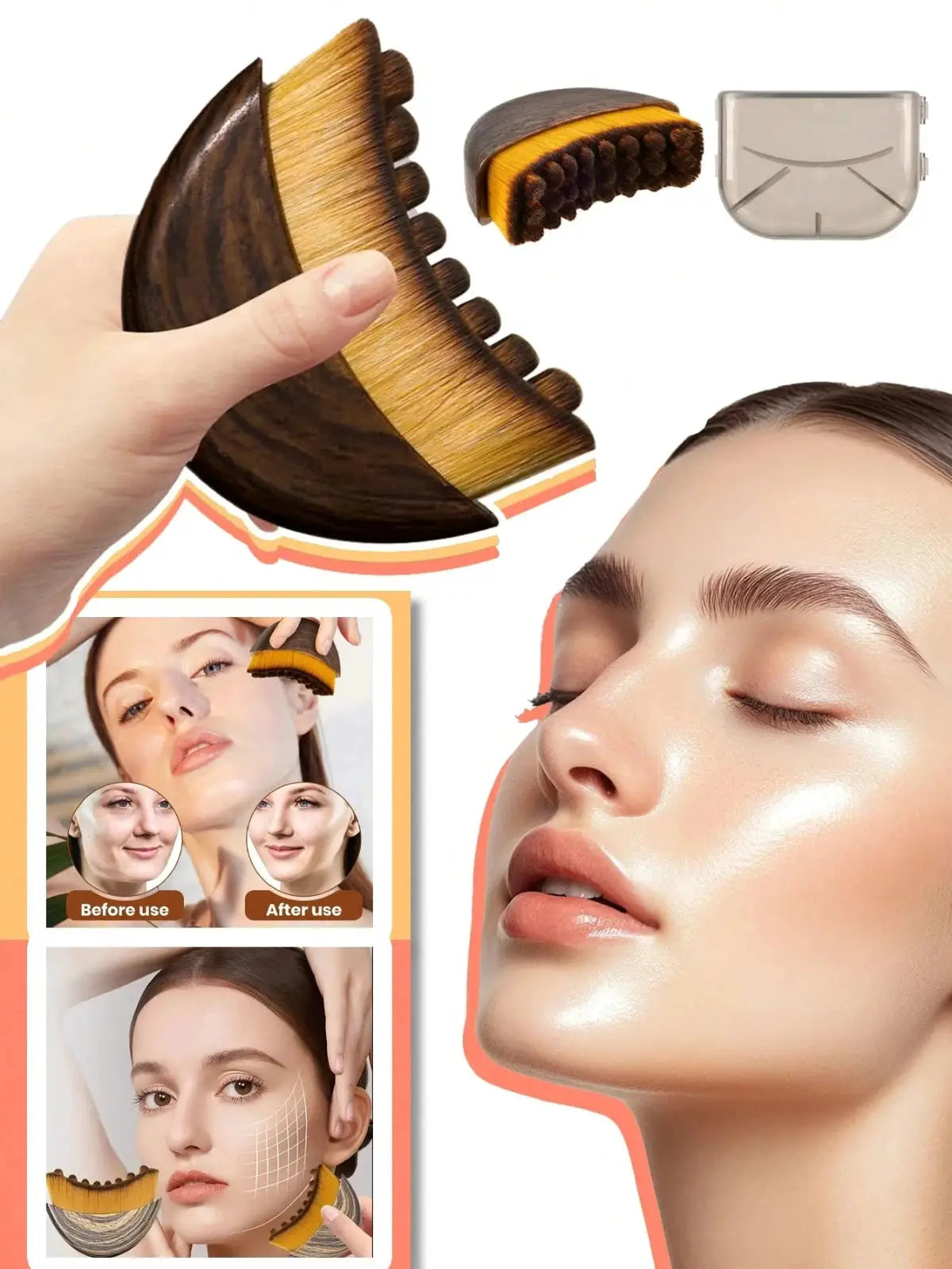 Lymphatic Face Brush | Silicone Sculpting Design | Ergonomic Jawline Contour Tool