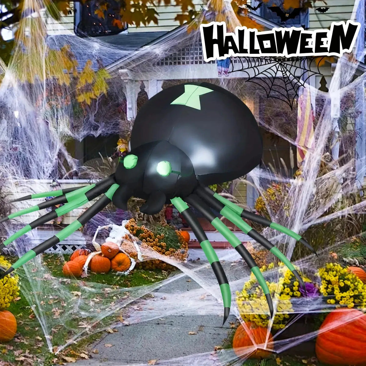 Giant Inflatable Spider | 7.2FT Size | Integrated LED Lighting | Plus Blower