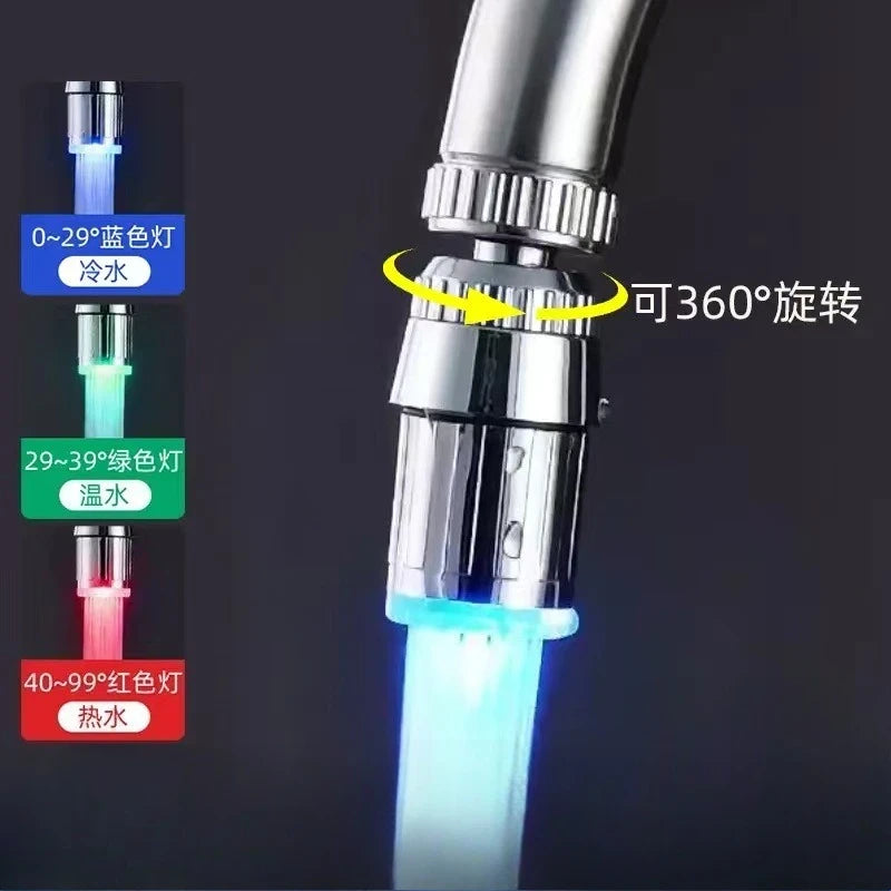 LED Faucet Extender | LED Temperature Sensor | 3-Color Light-Up | Universal Fit