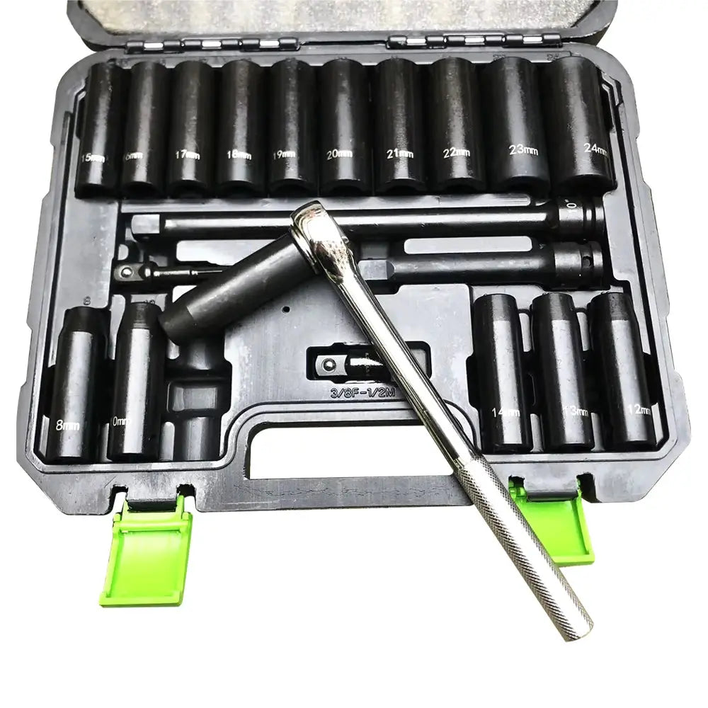 20 Pcs Impact Socket Set 1/2" Deep Socket Metric 8mm to 24mm, 6-Point, Cr-V Steel Toughbuilt Multitool Hand Tools from PriceLows™