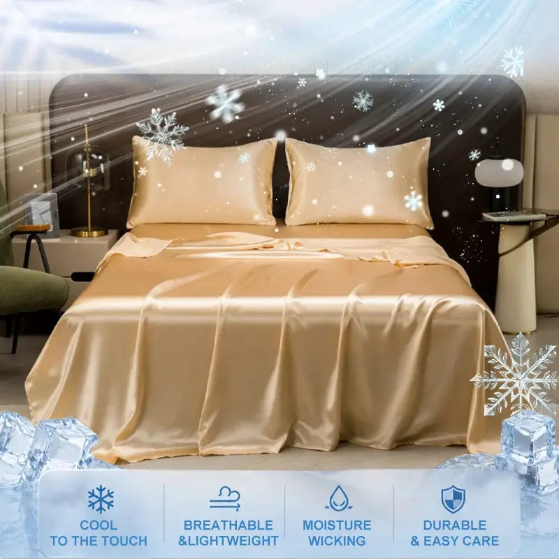 Cooling Satin Flat Sheet | 100 Polyester Fabric | Solid Color
