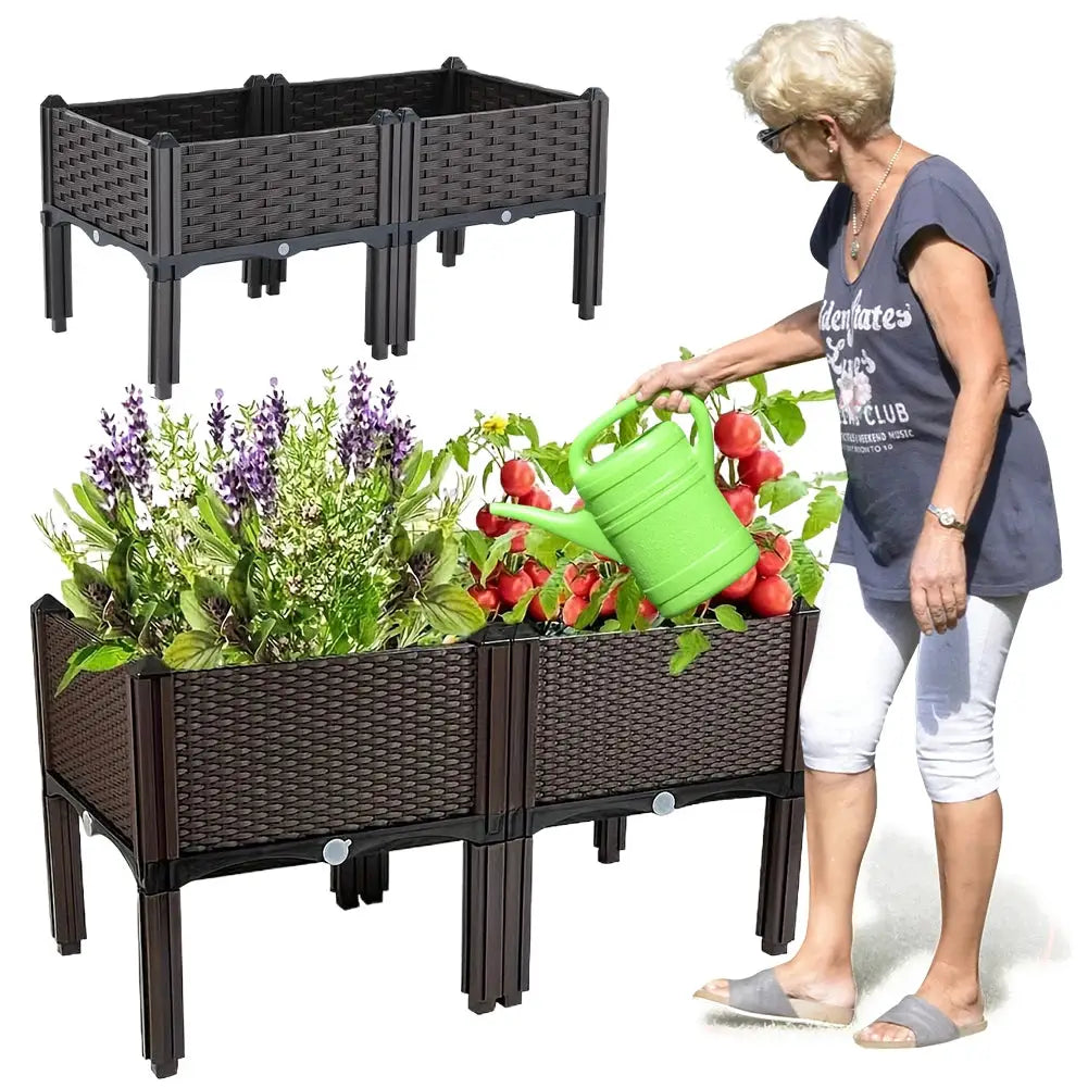 Elevated Plastic Raised Garden Bed Planter Outdoor Planters with Drainage Holes from PriceLows™