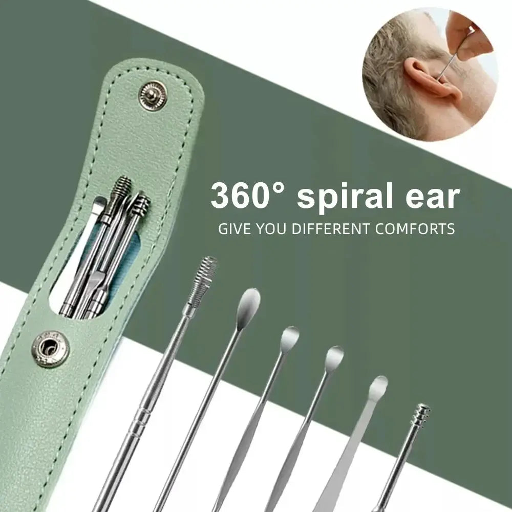 Wholesale Ear Cleaning Tool Stainless Steel Ear Pick Kit &1Pc Storage Bag Earwax Remover Tool from PriceLows™