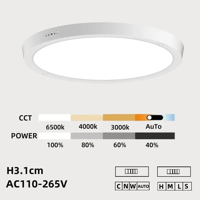 New Ultra-thin LED Ceiling Light CCT Button Dimming 3 Colors Panel Light Kitchen Bedroom Bathroom Highlight Round Ceiling Lamp from PriceLows™