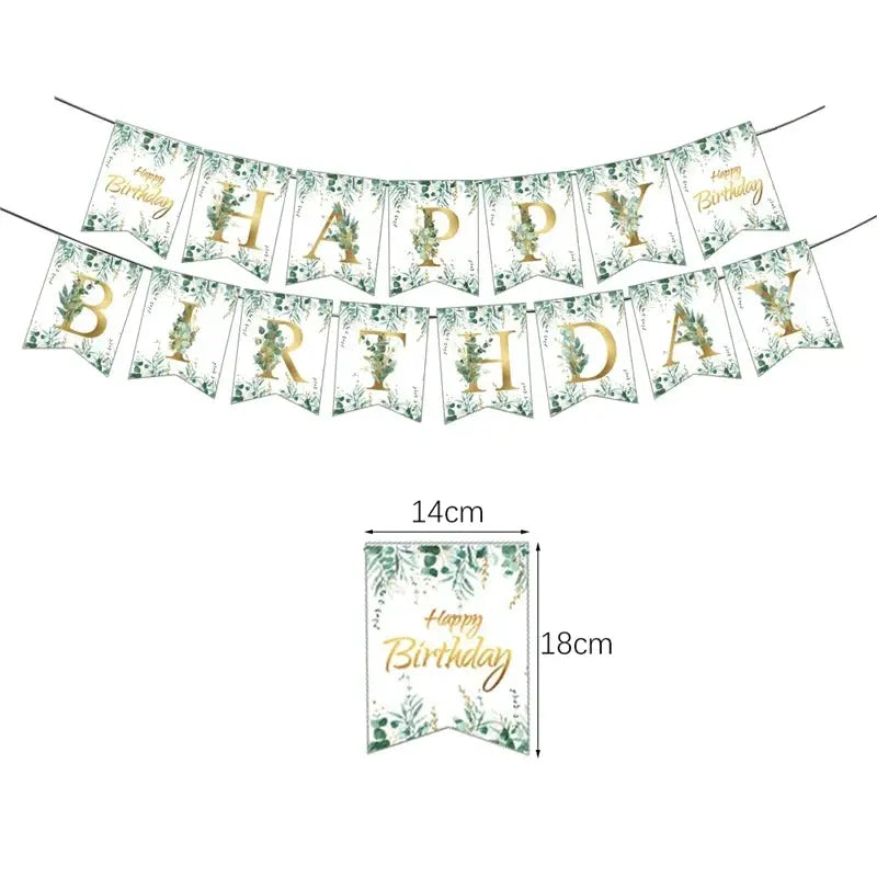 Eucalyptus Leaf Tableware Set | Paper Plate Cups Napkins | Kids And Adults Party Supplies