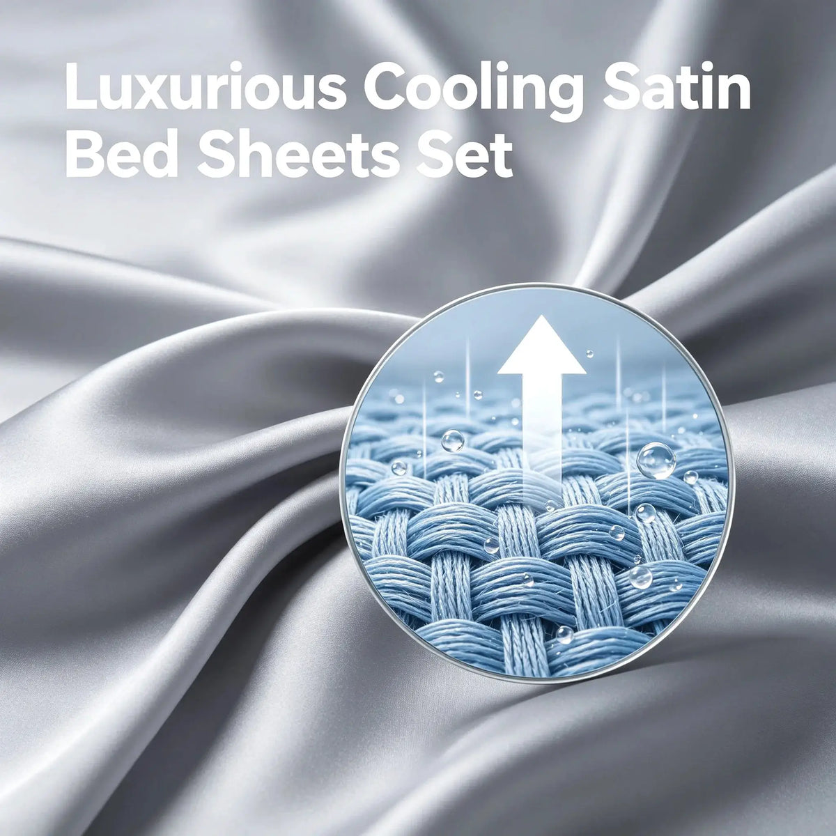 Bed Sheet Set | Pure Bamboo Fiber | Cooling Satin | Silver Grey
