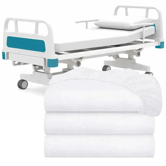 Classic Fitted Hospital Bed Sheets Set of 3, Cotton Fitted Sheet with 200 Thread Count, Soft Standard Sheets for Hospital Bed Si from PriceLows™