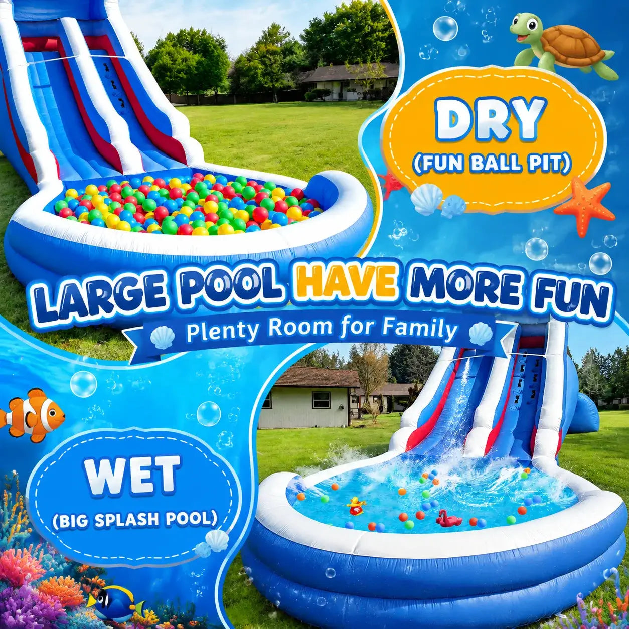 Water Slide | Oxford Material | Outdoor Inflatable | Blue White Red