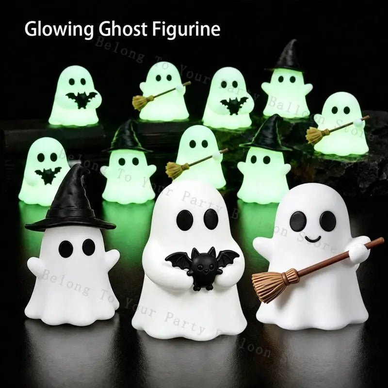 Luminous Ghost Figurines | Solid Silicone | Mini Glow | Table Decor Set