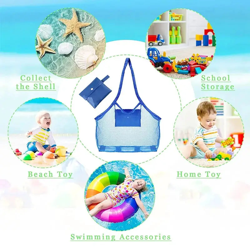 Children Sand Away Protable Mesh Bag Kids Toys Storage Bags Swimming Large Beach eco Bag Women Cosmetic Makeup Bag сумка женска from PriceLows™