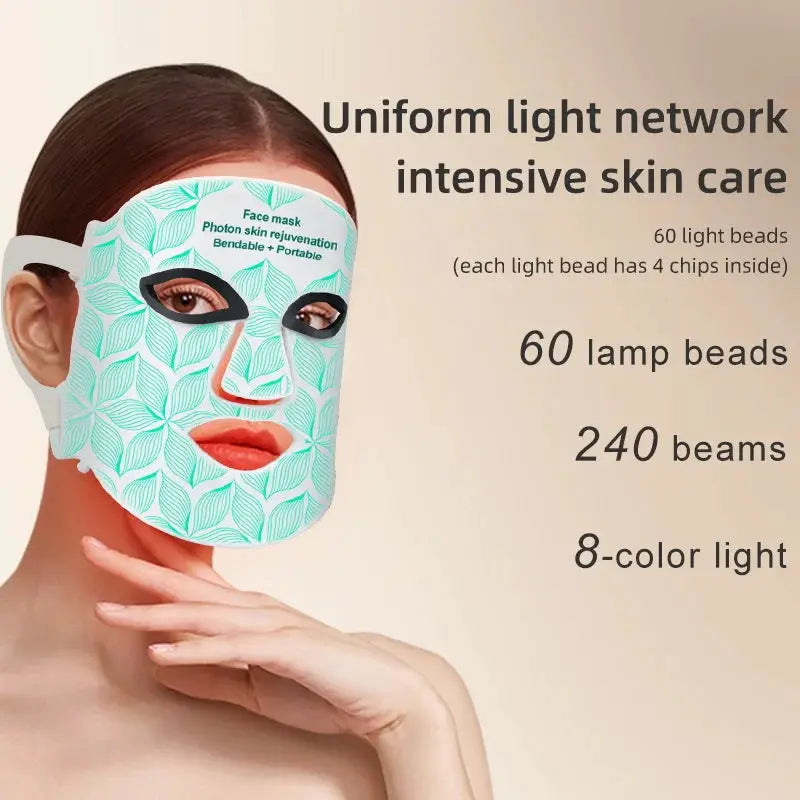 LED Face Mask 8 Colors Portable Red Light Near-infrared Facial Beauty Mask,Red & Blue LED Light Therapy, 3000mAh Rechargeable, for Photon Oil Control Skin Firming Whitening and Anti, at Home and Travel from PriceLows™