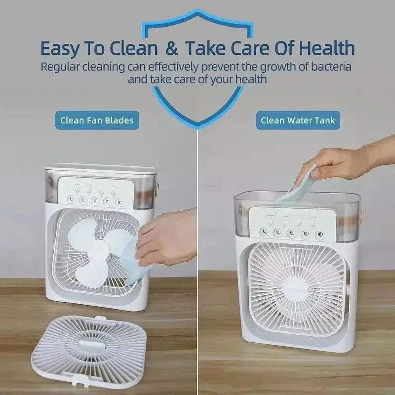 3 In 1 Portable Mini Air Cooler Fan AIr Conditioner LED Night Light Humidifier Adjustable Speed Personal Air Cooler from PriceLows™